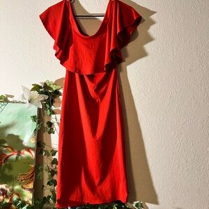 Red Off The Shoulder Bodycon Dress